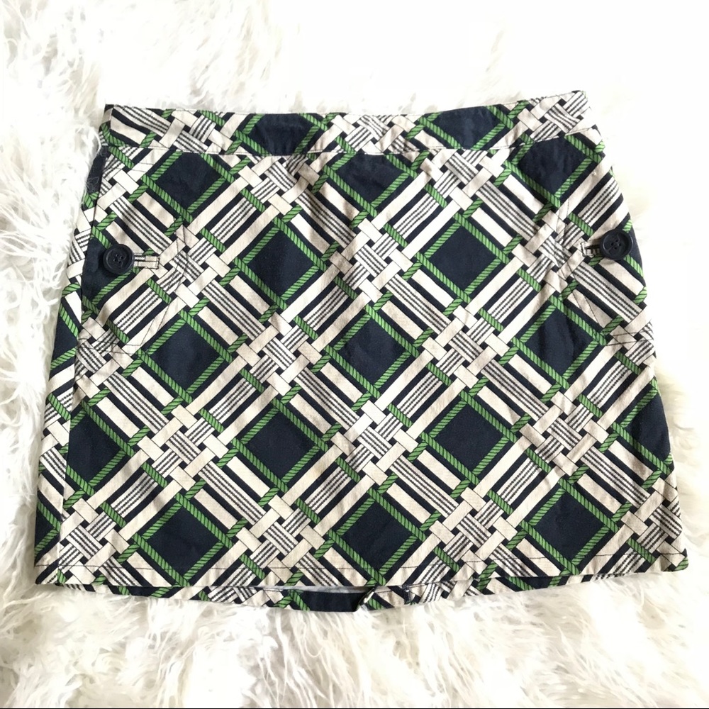 Vineyard Vines Navy, Green & White Plaid Mini Skirt